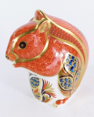 A Royal Crown Derby red squirrel paperweight, silver stopper, 9cm high, boxed. - 4