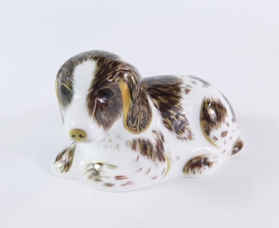 A Royal Crown Derby Scruff The Dog paperweight, collector's guide 2006, gold stopper, 9cm wide. - 3