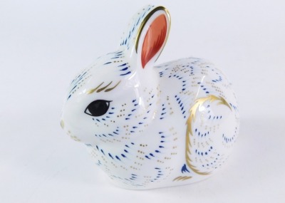 A Royal Crown Derby Bunny paperweight, Collector's Guild Edition, gold stopper, 7cm high. - 3