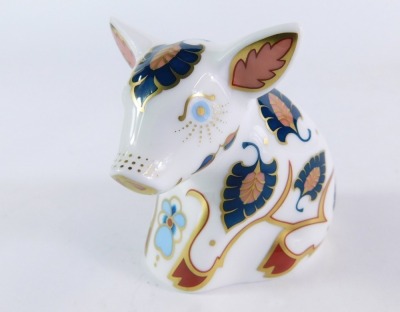 A Royal Crown Derby Snuffle The Pig paperweight, Collector's Guild 2012, 7cm high. - 3