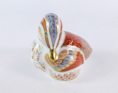 A Royal Crown Derby Teal Duckling paperweight, Collector's Guide Edition, gold stopper, 5.5cm high. - 3