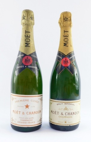 Two Moet & Chandon Champagnes, comprising Premier Cuvee, 75cl bottle, and Brut Imperial, 75cl bottle.