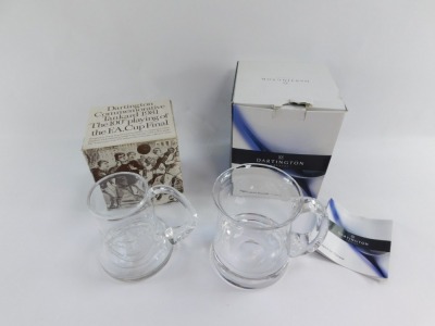 Two Dartington crystal tankards, comprising one FA Cup Final 1981 The One Hundreth, and another of plain design, 12cm high and 13cm high respectively, boxed. - 6