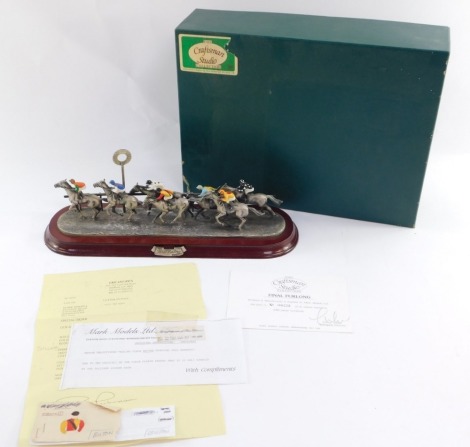 A Craftsman Studio Collection Final Furlough horse racing figure group, depicting jockeys on the track, limited edition no. 232/1000, with certificate, boxed, 38cm wide.