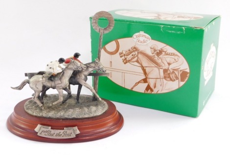 A Craftsman Studios First Past The Post horse racing figure group, limited edition of 5000, 16cm high. (boxed)