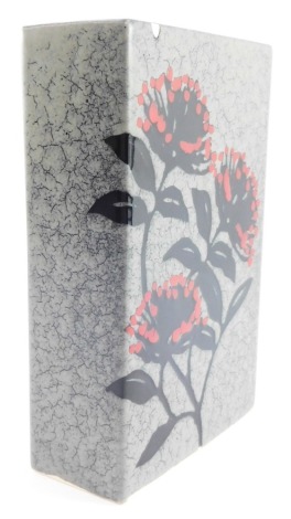 A New Zealand Pacific studio pottery vase, of rectangular section, decorated with flowers against a grey ground, sign C Sealing, 23cm high, 15cm wide, 7cm deep.