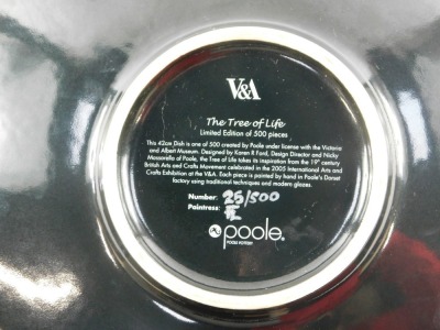 A Poole pottery V&A The Tree of Life charger, limited edition 25/500, printed marks, 40cm diameter. - 2