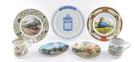 A group of steam locomotive related ceramics, comprising a Bradford Exchange Special Treat collector's plate, a Danbury Mint Threshing Farm Year collector's plate, a Coalport Great Western GWR limited edition 483/2000 wall plate, a Coalport 50th Anniversa