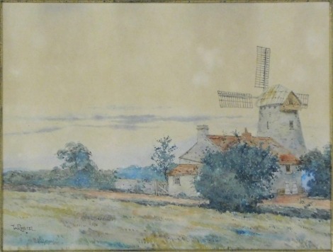 Walter Rossiter (British, 1871-1948). Country farmstead with windmill, watercolour, signed, 22.5cm x 30cm.