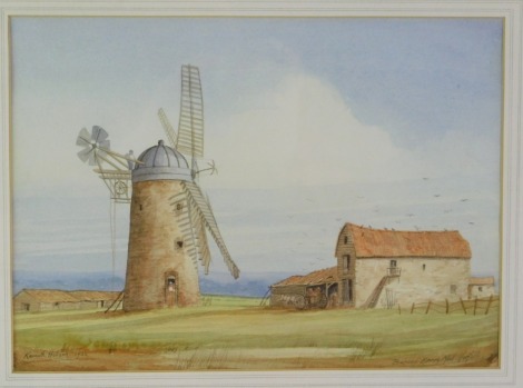 Kenneth Hobson (British, 1897-1972). Berney Arms Mill Norfolk, watercolour, signed, titled and dated 1922, 24cm x 33.5cm, framed and glazed.