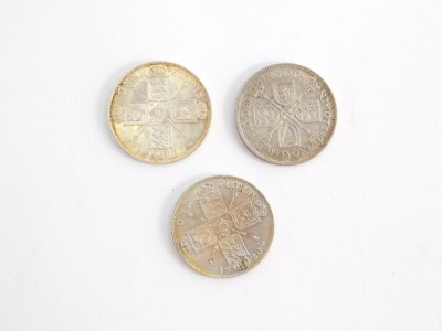 Two George V silver debased Florins, 1920 and 1933, together with a further Florin 1917. (3) - 2