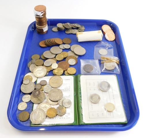 English copper and nickel coinage, pre and post decimalisation, to include Bright pennies and two pence pieces, mint threepenny bits 1965, bronze pennies, etc. (a quantity)