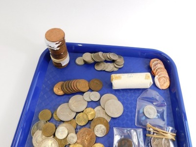 English copper and nickel coinage, pre and post decimalisation, to include Bright pennies and two pence pieces, mint threepenny bits 1965, bronze pennies, etc. (a quantity) - 2