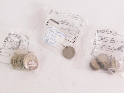 A group of silver coinage, to include two shilling bits, six pence pieces, etc. (a quantity)