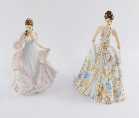 Two Coalport figures, comprising The Official Compton & Woodhouse for Coalport Figurine for 2007 Katherine, 27cm high, and a Royal Worcester With All My Heart limited edition figure, No 10200/12500 by Compton & Woodhouse, 23cm high.