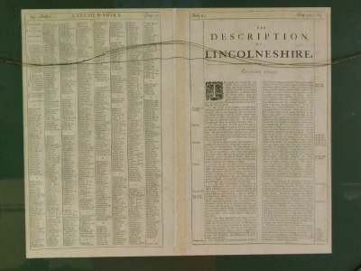 After Jodocus Hondius - 'The Countie and Citie of Lyncolne described with the Armes of Them that have bene Earles Thereof since the Conquest', hand-coloured map bearing town plan for Lincoln and coats of arms, the description of Lincolnshire, published by - 4