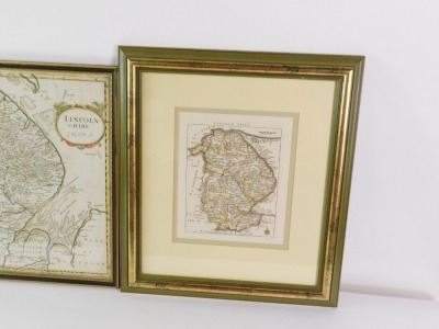 Two maps of Lincolnshire, comprising one scale edition in colour, 22cm x 18cm, and a further map after Robert Morden, hand coloured, 37cm x 42cm. (2) - 3