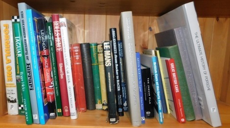 A group of Automobilia books, Great British Cars, Cedric Le Mans Classic Car books, Legendary Race Cars, etc. (1 shelf)