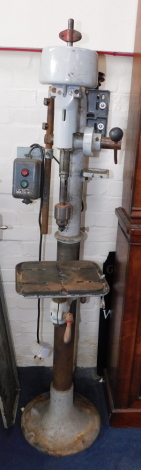 A Superior Industrial pillar drill, 64cm high. This lot contains untested or unsafe electrical items. It is supplied for scrap or re-conditioning only. TRADE ONLY