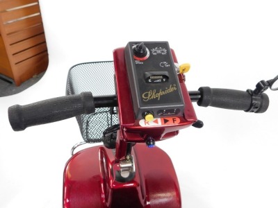 A Shoprider Setting Suns mobility scooter, in red, with power pack charger. - 3