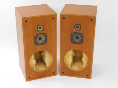 A pair of Sound Wall Design speakers, teak cased, lacking interior, 64cm high. - 3