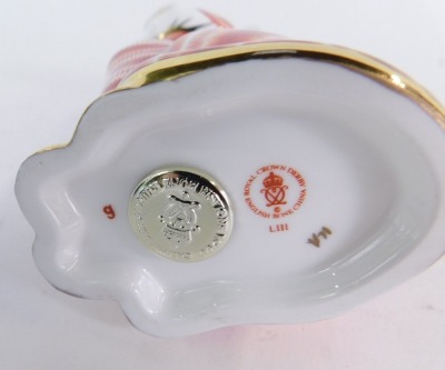 A Royal Crown Derby Imari cat paperweight, seated, silver stopper, No LIII, 14cm high, boxed. - 2