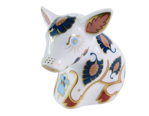 A Royal Crown Derby Snuffle The Pig paperweight, Collector's Guild 2012, 7cm high.