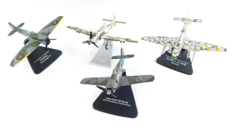 Corgi The Aviation Archive die cast planes, to include Focke-Wulf FW190A8, The Defeat of Germany Hawker Tempest V, Tank Busters Eastern Front Junkers JU87G Stuka, etc, unboxed (4)