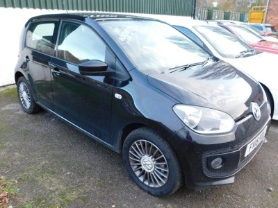 A Volkswagen Up!, registration FV15 PZL, first registered 29th May 2015, 1 previous owner, manual, petrol, black, V5 present, MOT expired November 28th 2021, odometer mileage 2,584. To be sold upon instructions from the Executors of Roger Terence Corkery - 28