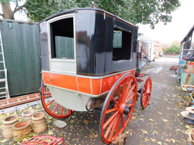 A horse drawn carriage, being a former museum exhibit deaccession in need of restoration. No provenance available. (AF) - 26