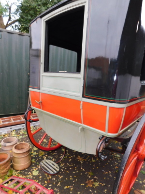 A horse drawn carriage, being a former museum exhibit deaccession in need of restoration. No provenance available. (AF) - 32