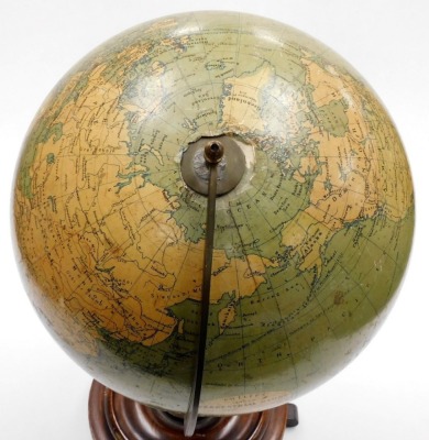 An early 20thC Phillips 14'' terrestrial globe, number 2615, showing the principle steamship routes with distances in nautical miles and principle transcontinental railways, printed in Great Britain by George Phillip & Son Ltd, 32 Fleet Street, London, on - 3