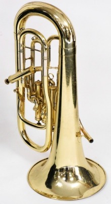 An Antoine Courtois brass tuba, Challenger model, 66cm wide, in carrying case. - 2