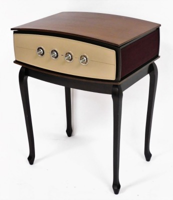A 1960's Pye stereophonic projection system record player, type 1005, on a hardwood stand, 70cm high, with operating handbook. - 2
