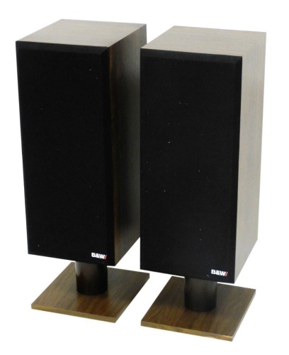 A pair of Bowers and Wilkins free standing speakers, in simulated rosewood cases, 88cm high.