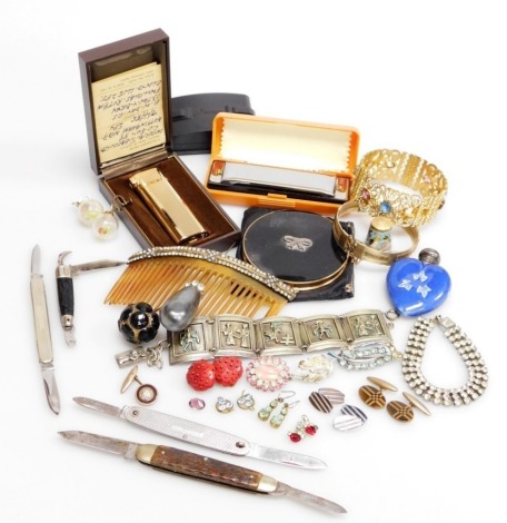 A group of costume jewellery and effects, to include bangles, necklaces, harmonium, etc. (1 box)