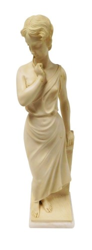 After G. Bessi. Standing classical female figure, resin on alabaster plinth, signed, 40cm high.