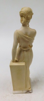 After G. Bessi. Standing classical female figure, resin on alabaster plinth, signed, 40cm high. - 2