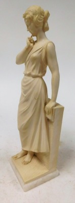 After G. Bessi. Standing classical female figure, resin on alabaster plinth, signed, 40cm high. - 4