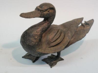 20thC School. A bronze duck