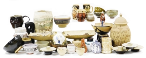 A group of studio pottery, various designs, to include a number of pieces stamped CF. (a quantity)