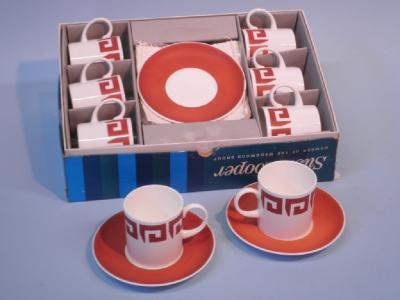 A Wedgwood Susie Cooper designed Red Keystone pattern coffee