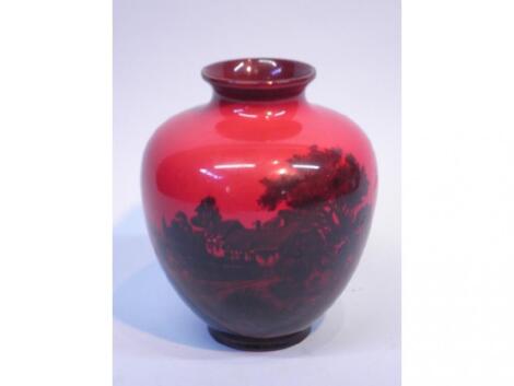 A Royal Doulton Flambe vase designed by Noke