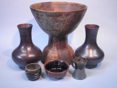 A large Studio pottery bowl and other similar ceramics