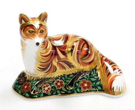 A Royal Crown Derby Devonian Fox Cub, for Goviers of Sidmouth, designed by Jane James, limited edition number 531/1500, with gold stopper and red printed marks to underside, 13cm wide, boxed with certificate.