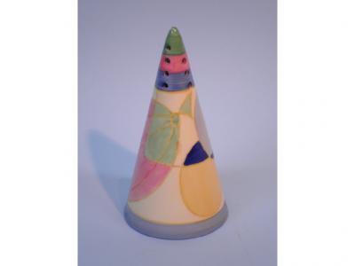A Royal Staffordshire pottery Clarice Cliff design conical sugar shaker