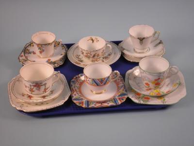 Six decorative porcelain trios