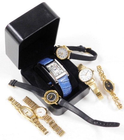 A group of fashion watches, to include Timex, Lorus, Gossip and others, one boxed. (a quantity)