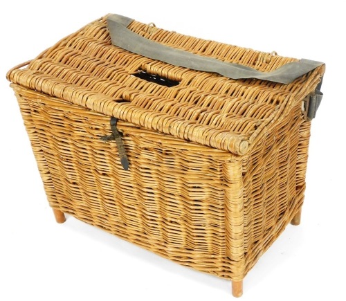 A wicker fishing basket.