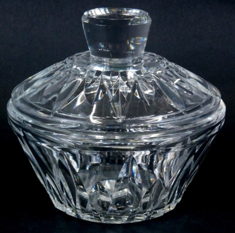 A Baccarat glass bowl, with removable lid and plain knop, marked beneath, 18cm high.